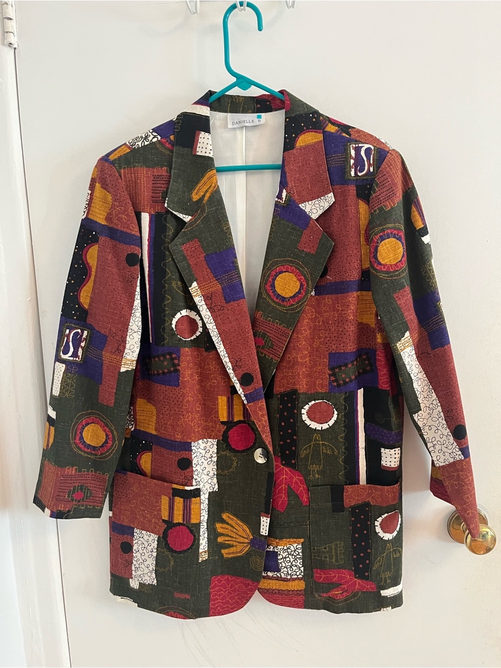 Vintage 90s Danielle B Colorful Blazer Suit Jacket Fall Eccentric